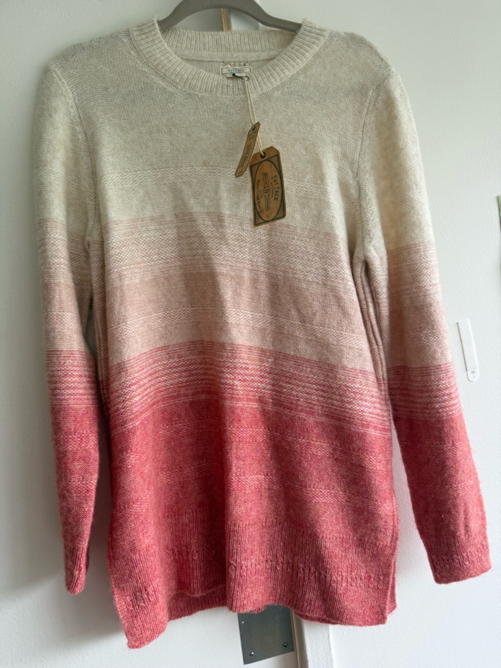 Fat Face Pink to Cream Ombre Crewneck Sweater